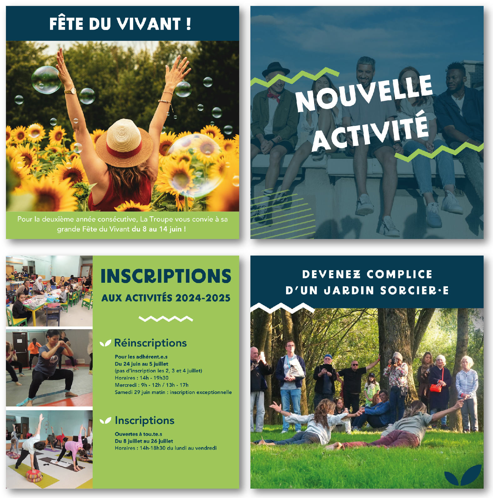 4 posts pour réseaux sociaux Instagram pour la page MJC Laennec Mermoz