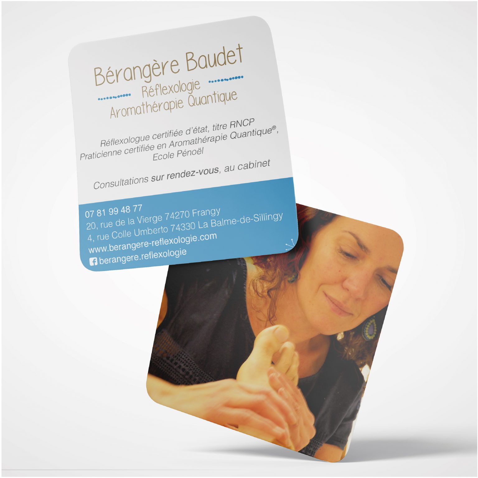 Carte de visite pour Bérangère Baudet Reflexologue