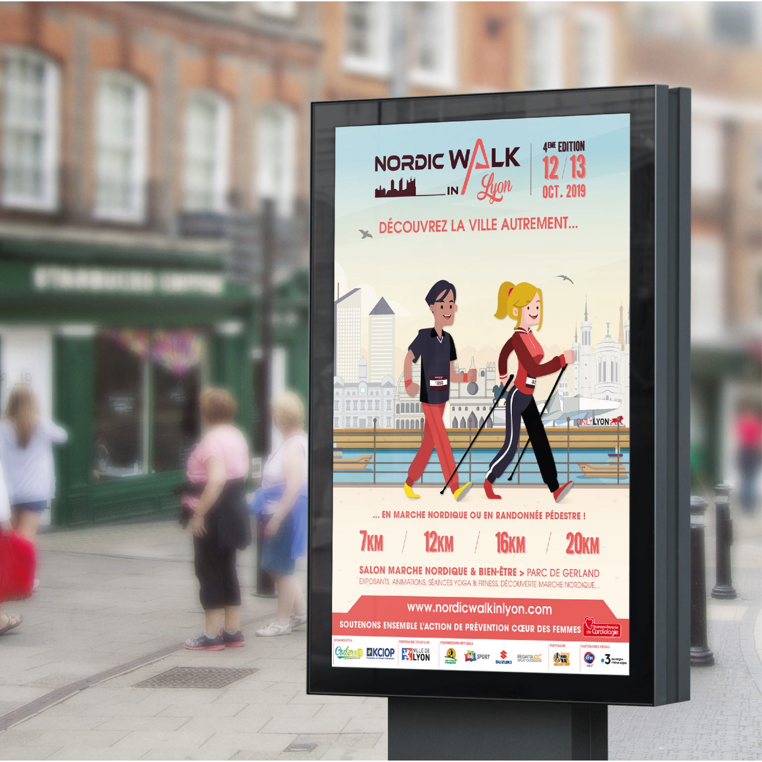 Affiche Abri-bus pour NordicWalkin'Lyon